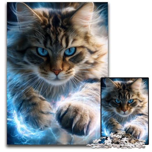 Puzzle für Erwachsene, 1000-teiliges Puzzle, Fantasie-Katzen-Puzzle, Lernspielzeug, ganze Familie, ab 14 Jahren, 26x38cm von JIANGENNF