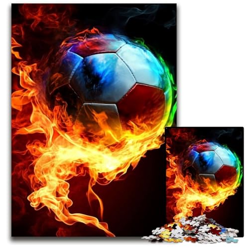 Puzzle für Erwachsene, 1000-teiliges Puzzle, Flammenfußball, Holzpuzzle, Heimdekoration, Familienspaß, ab 14 Jahren, 50x75cm Puzzle für Erwachsene, 1000-teiliges Puzzle, Flammenfußball, Holzpuzzle, Heimdekoration, Familienspaß, ab 14 Jahren, 50x75cm von JIANGENNF
