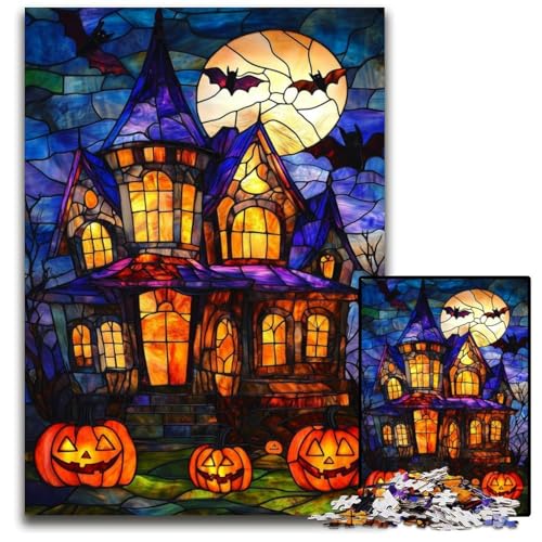 Puzzle für Erwachsene, 1000-teiliges Puzzle, Halloween-Schloss, Holzpuzzle, Weihnachten, Halloween, Ostern, Neujahr, 50x75cm Puzzle für Erwachsene, 1000-teiliges Puzzle, Halloween-Schloss, Holzpuzzle, Weihnachten, Halloween, Ostern, Neujahr, 50x75cm von JIANGENNF