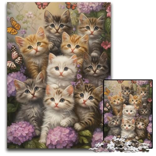 Puzzle für Erwachsene, 1000-teiliges Puzzle, Kätzchen-Puzzle, Lernspielzeug, ganze Familie, ab 14 Jahren, 26x38cm von JIANGENNF