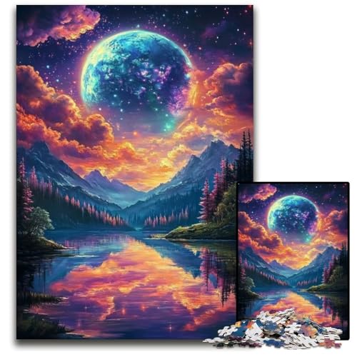 Puzzle für Erwachsene, 1000-teiliges Puzzle, Mond, Holzpuzzle, Weihnachten, Halloween, Ostern, Neujahr, 50x75cm Puzzle für Erwachsene, 1000-teiliges Puzzle, Mond, Holzpuzzle, Weihnachten, Halloween, Ostern, Neujahr, 50x75cm von JIANGENNF