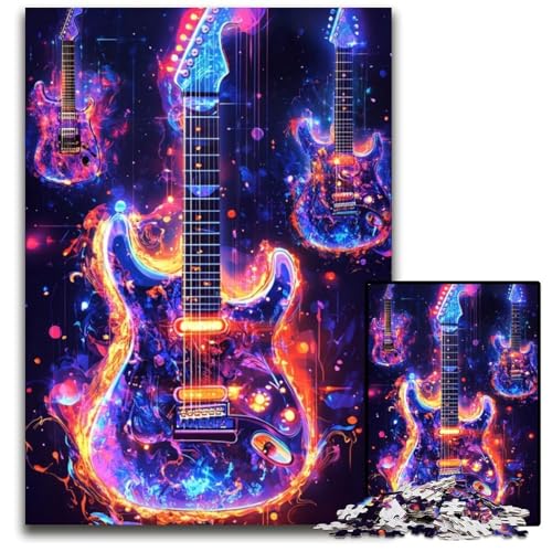 Puzzle für Erwachsene, 1000-teiliges Puzzle, Neon-Gitarren-Puzzle, pädagogische Herausforderung, tolles Geschenk für die ganze Familie, für Kinder ab 14 Jahren, 26x38cm Puzzle für Erwachsene, 1000-teiliges Puzzle, Neon-Gitarren-Puzzle, pädagogische Herausforderung, tolles Geschenk für die ganze Familie, für Kinder ab 14 Jahren, 26x38cm von JIANGENNF