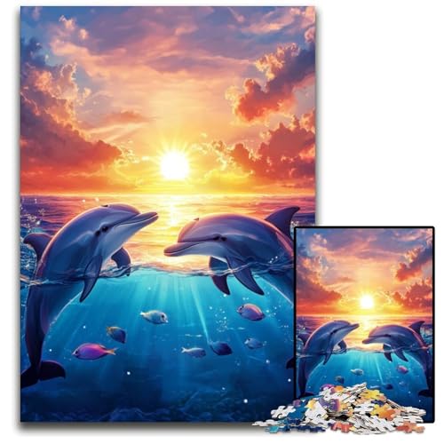 Puzzle für Erwachsene, 1000-teiliges Puzzle, Ozean-Delfin, Holzpuzzle, Lernspielzeug, ganze Familie, ab 14 Jahren, 50x75cm Puzzle für Erwachsene, 1000-teiliges Puzzle, Ozean-Delfin, Holzpuzzle, Lernspielzeug, ganze Familie, ab 14 Jahren, 50x75cm von JIANGENNF