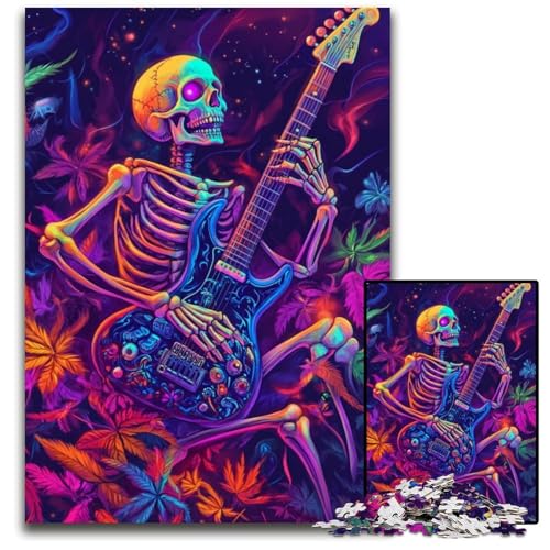Puzzle für Erwachsene, 1000-teiliges Puzzle, Skelett spielt Gitarre, Karton-Puzzle, Weihnachten, Halloween, Ostern, Neujahr, 26x38cm Puzzle für Erwachsene, 1000-teiliges Puzzle, Skelett spielt Gitarre, Karton-Puzzle, Weihnachten, Halloween, Ostern, Neujahr, 26x38cm von JIANGENNF