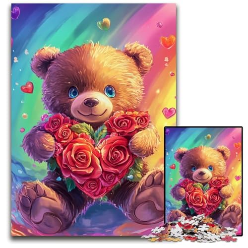 Puzzle für Erwachsene, 1000-teiliges Puzzle, Teddybär-Holzpuzzle, Heimdekoration, Familienspaß, ab 14 Jahren, 50x75cm Puzzle für Erwachsene, 1000-teiliges Puzzle, Teddybär-Holzpuzzle, Heimdekoration, Familienspaß, ab 14 Jahren, 50x75cm von JIANGENNF