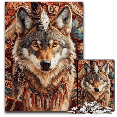 Puzzle für Erwachsene, 1000-teiliges Puzzle, Totemwolf, Kartonpuzzle, Heimdekoration, Familienspaß, ab 14 Jahren, 26x38cm Puzzle für Erwachsene, 1000-teiliges Puzzle, Totemwolf, Kartonpuzzle, Heimdekoration, Familienspaß, ab 14 Jahren, 26x38cm von JIANGENNF