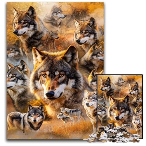 Puzzle für Erwachsene, 1000-teiliges Puzzle, Wolfscollage, Holzpuzzle, Heimdekoration, Familienspaß, ab 14 Jahren, 50x75cm Puzzle für Erwachsene, 1000-teiliges Puzzle, Wolfscollage, Holzpuzzle, Heimdekoration, Familienspaß, ab 14 Jahren, 50x75cm von JIANGENNF