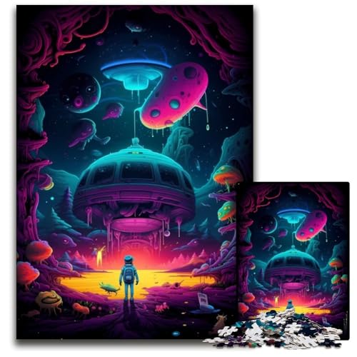 Puzzle für Erwachsene, 1000-teiliges Puzzle „Junge im psychedelischen Weltraum“, Denksportspiel für Teenager, 26x38cm/10,23x14,96 Zoll von JIANGENNF