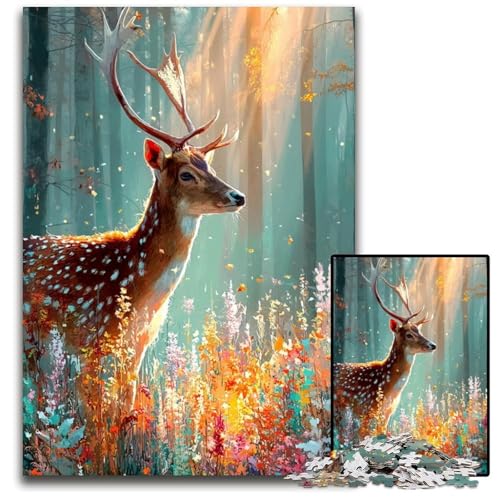 Puzzle für Erwachsene, 1000-teiliges Puzzle Dschungelhirsch, Kartonpuzzle, Heimdekoration, Familienspaß, ab 14 Jahren, 26x38cm Puzzle für Erwachsene, 1000-teiliges Puzzle Dschungelhirsch, Kartonpuzzle, Heimdekoration, Familienspaß, ab 14 Jahren, 26x38cm von JIANGENNF