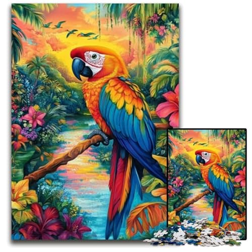 Puzzle für Erwachsene, 1000-teiliges Puzzle Dschungeule, Holzpuzzle, Heimdekoration, Familienspaß, ab 14 Jahren, 50x75cm von JIANGENNF