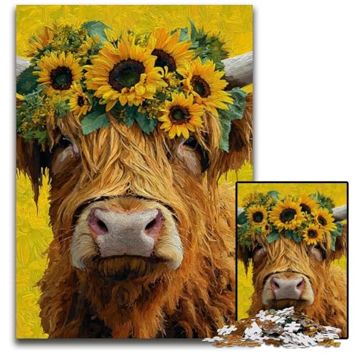 Puzzle für Erwachsene, 1000-teiliges Puzzle Highland Cow, Holzpuzzle, Lernspielzeug, ganze Familie, ab 14 Jahren, 50x75cm Puzzle für Erwachsene, 1000-teiliges Puzzle Highland Cow, Holzpuzzle, Lernspielzeug, ganze Familie, ab 14 Jahren, 50x75cm von JIANGENNF