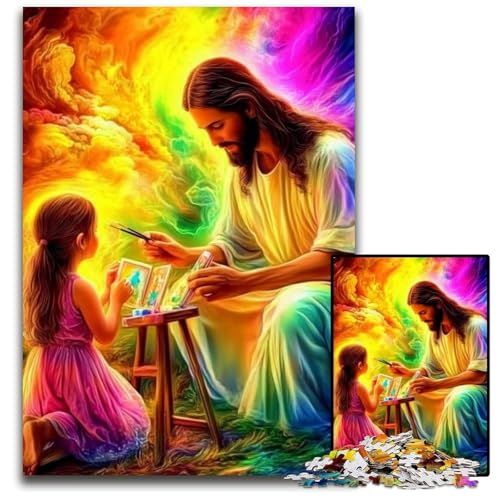 Puzzle für Erwachsene, 1000-teiliges Puzzle Jesus und das kleine Mädchen, Papppuzzle, Heimdekoration, Familienspaß, ab 14 Jahren, 26x38cm Puzzle für Erwachsene, 1000-teiliges Puzzle Jesus und das kleine Mädchen, Papppuzzle, Heimdekoration, Familienspaß, ab 14 Jahren, 26x38cm von JIANGENNF