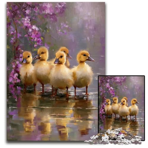Puzzle für Erwachsene, 1000-teiliges Puzzle Laufendes Baby-Enten-Puzzle, Lernspielzeug, ganze Familie ab 14 Jahren, 26x38cm von JIANGENNF