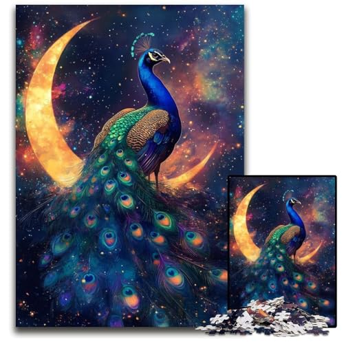 Puzzle für Erwachsene, 1000-teiliges Puzzle Pfau unter dem Mond, Kartonpuzzle, Weihnachten, Halloween, Ostern, Neujahr, 26x38cm Puzzle für Erwachsene, 1000-teiliges Puzzle Pfau unter dem Mond, Kartonpuzzle, Weihnachten, Halloween, Ostern, Neujahr, 26x38cm von JIANGENNF