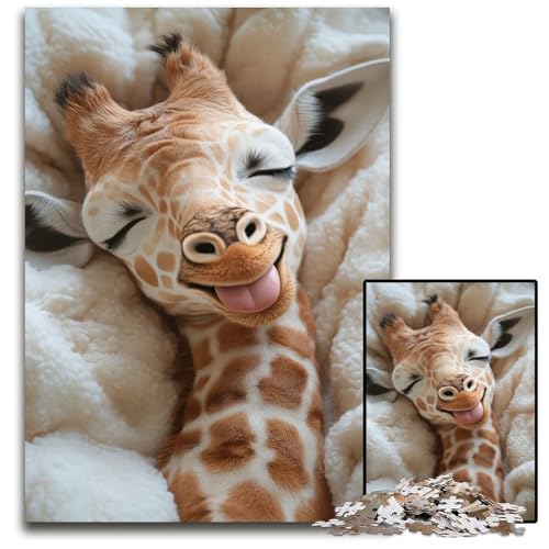Puzzle für Erwachsene, 1000-teiliges Puzzle Schlafende Giraffe, Holzpuzzle, Lernspielzeug, ganze Familie, ab 14 Jahren, 50x75cm Puzzle für Erwachsene, 1000-teiliges Puzzle Schlafende Giraffe, Holzpuzzle, Lernspielzeug, ganze Familie, ab 14 Jahren, 50x75cm von JIANGENNF