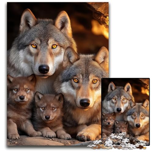 Puzzle für Erwachsene, 1000-teiliges Puzzle Wolfsfamilie, Kartonpuzzle, Weihnachten, Halloween, Ostern, Neujahr, 26x38cm Puzzle für Erwachsene, 1000-teiliges Puzzle Wolfsfamilie, Kartonpuzzle, Weihnachten, Halloween, Ostern, Neujahr, 26x38cm von JIANGENNF