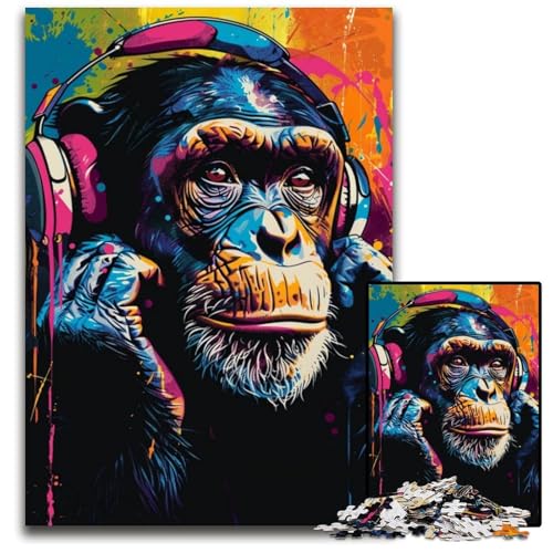Puzzle für Erwachsene, 1000-teiliges Puzzle mit Affen, der Musik hört, für Erwachsene, farbenfrohe Heimdekoration und interaktives Familienspiel, 26x38cm/10,23x14,96 Zoll Puzzle für Erwachsene, 1000-teiliges Puzzle mit Affen, der Musik hört, für Erwachsene, farbenfrohe Heimdekoration und interaktives Familienspiel, 26x38cm/10,23x14,96 Zoll von JIANGENNF