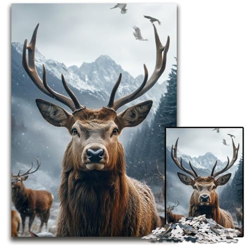 Puzzle für Erwachsene, 1000-teiliges Puzzle mit Hirschmotiv, Kartonpuzzle, Weihnachten, Halloween, Ostern, Neujahr, 26x38cm Puzzle für Erwachsene, 1000-teiliges Puzzle mit Hirschmotiv, Kartonpuzzle, Weihnachten, Halloween, Ostern, Neujahr, 26x38cm von JIANGENNF