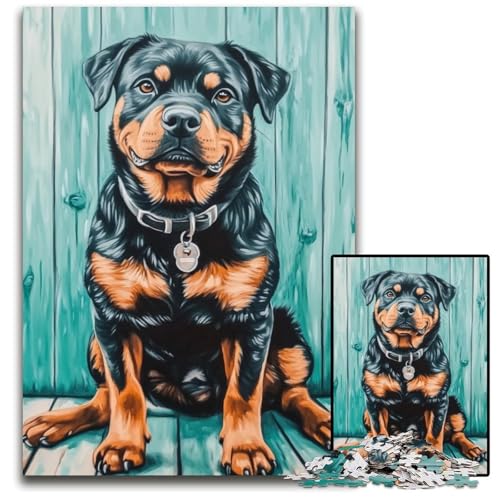 Puzzle für Erwachsene, 1000-teiliges Rottweiler-Holzpuzzle für Erwachsene, Lernspiel, Herausforderungsspielzeug für Erwachsene Teenager, 50x75cm von JIANGENNF