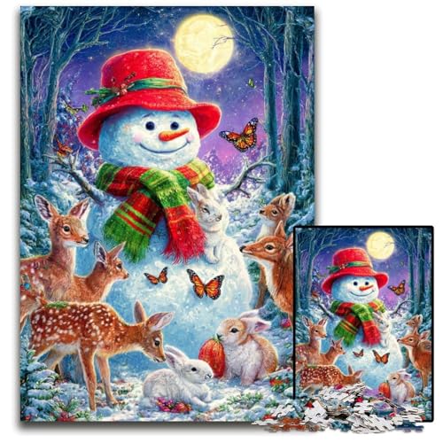 Puzzle für Erwachsene, 1000-teiliges Schneemann-Puzzle, interaktives Familienspiel, Denksport-Geschenk, Lernspielzeug, 26x38cm von JIANGENNF