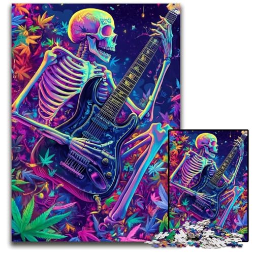 Puzzle für Erwachsene, 1000-teiliges Skelett, das Gitarre spielt, Papppuzzle, Denksportaufgabe, einzigartige Geburtstags- und Geschenkideen für Kinder ab 14 Jahren, 26x38cm Puzzle für Erwachsene, 1000-teiliges Skelett, das Gitarre spielt, Papppuzzle, Denksportaufgabe, einzigartige Geburtstags- und Geschenkideen für Kinder ab 14 Jahren, 26x38cm von JIANGENNF