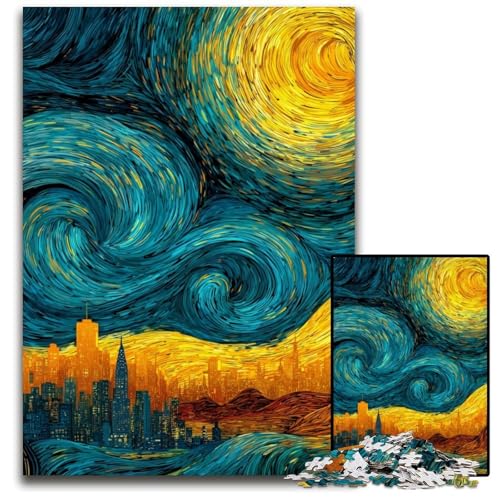 Puzzle für Erwachsene, 1000-teiliges Sternenhimmel-Puzzle, interaktives Familienspiel, Denksport-Geschenk, Lernspielzeug, 50x75cm von JIANGENNF