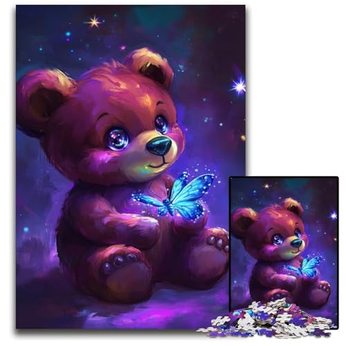 Puzzle für Erwachsene, 1000-teiliges Teddybär-Holzpuzzle für Erwachsene, Lernspiel, Herausforderungsspielzeug für Erwachsene Teenager, 50x75cm von JIANGENNF