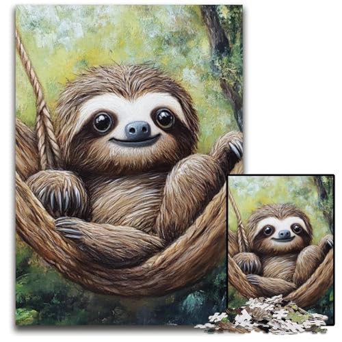 Puzzle für Erwachsene, 1000-teiliges Waldfaultier-Puzzle aus Karton, Heimdekoration, Familienspaß, ab 14 Jahren, 26x38cm Puzzle für Erwachsene, 1000-teiliges Waldfaultier-Puzzle aus Karton, Heimdekoration, Familienspaß, ab 14 Jahren, 26x38cm von JIANGENNF