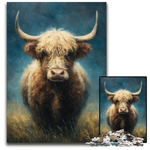 Puzzle für Erwachsene, 1000-teiliges Wildyak-Holzpuzzle für Erwachsene, Lernspiel, Herausforderungsspielzeug für Erwachsene Teenager, 50x75cm von JIANGENNF