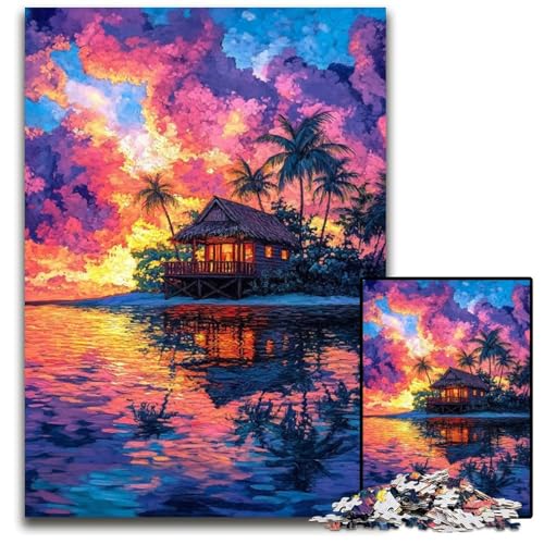 Puzzle für Erwachsene, 1000-teiliges kleines Haus bei Sonnenuntergang, Holzpuzzle, Denksportaufgabe, einzigartige Geburtstags- und Geschenkideen für Kinder ab 14 Jahren, 50x75cm Puzzle für Erwachsene, 1000-teiliges kleines Haus bei Sonnenuntergang, Holzpuzzle, Denksportaufgabe, einzigartige Geburtstags- und Geschenkideen für Kinder ab 14 Jahren, 50x75cm von JIANGENNF