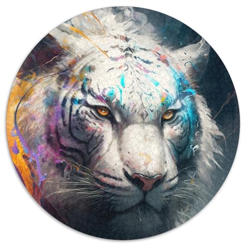 Puzzle für Erwachsene,1000 Teile,Gemälde eines weißen Tigers,1000-teiliges rundes Puzzle für Erwachsene,pädagogisches Denkspiel,künstlerische Heim- und Bürodekoration,ab 14 Jahren (67,5 x 67,5 cm) Puzzle für Erwachsene,1000 Teile,Gemälde eines weißen Tigers,1000-teiliges rundes Puzzle für Erwachsene,pädagogisches Denkspiel,künstlerische Heim- und Bürodekoration,ab 14 Jahren (67,5 x 67,5 cm) von JIANGENNF
