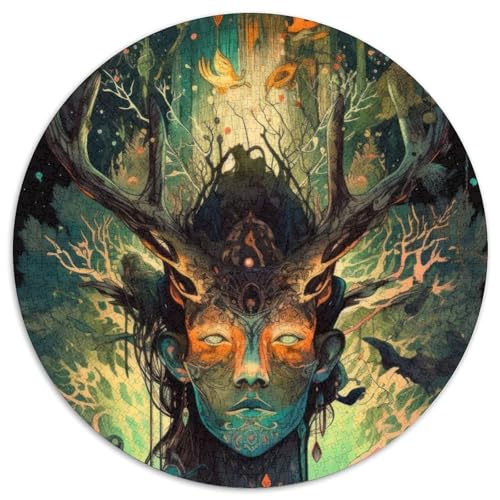 Puzzle für Erwachsene,1000 Teile,Spirit of The Forest,1000 Teile,runde Puzzles für Erwachsene,anspruchsvolles Denkspiel für Teenager,Spaß für den Spieleabend mit der Familie (Größe 67,5 x 67,5 cm) von JIANGENNF