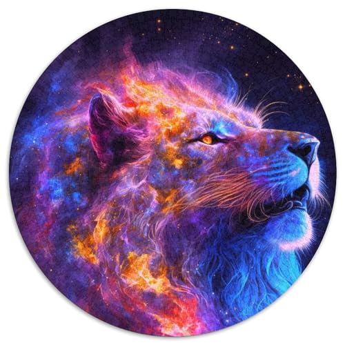 Puzzle für Erwachsene,1000 Teile,Tier,Löwe,Galaxie,1000 Teile,runde Puzzles für Erwachsene,anspruchsvolles Denkspiel für Teenager,Spaß für den Spieleabend mit der Familie (Größe 67,5 x 67,5 cm) von JIANGENNF