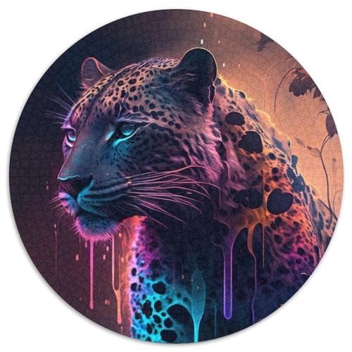 Puzzle für Erwachsene,1000 Teile,Tier-Leoparden-Malerei,1000-teiliges rundes Puzzle für Erwachsene,pädagogisches Denkspiel,künstlerische Heim- und Bürodekoration,ab 14 Jahren (Größe 67,5 x 67,5 cm) von JIANGENNF