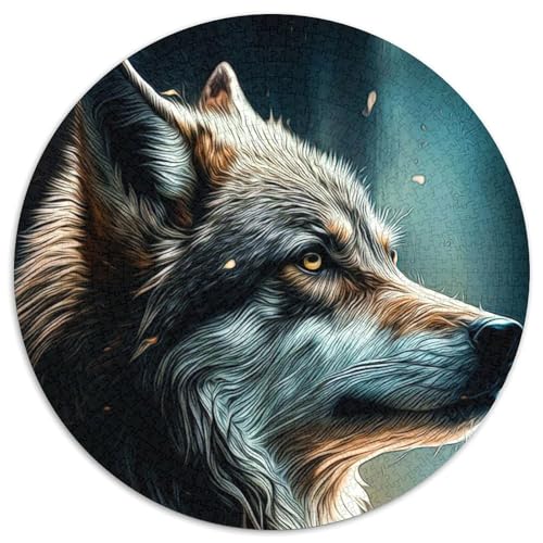 Puzzle für Erwachsene,1000 Teile,Wolf,1000-teiliges rundes Puzzle für Erwachsene,lustige Aktivität für die ganze Familie,Herausforderung für das Gehirn, Teenager (67,5 x 67,5 cm) von JIANGENNF