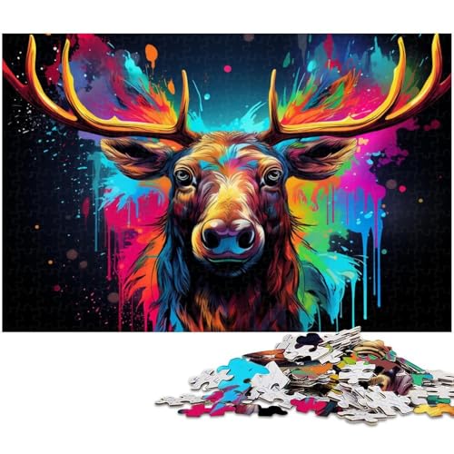 Puzzle für Erwachsene,1000 Teile,farbenfroher Psychedelischer Elch,Kartonpuzzle für Erwachsene,perfekte Dekoration für Zuhause oder das Büro, 26 x 38 cm / 10,23 x 14,96 Zoll Puzzle für Erwachsene,1000 Teile,farbenfroher Psychedelischer Elch,Kartonpuzzle für Erwachsene,perfekte Dekoration für Zuhause oder das Büro, 26 x 38 cm / 10,23 x 14,96 Zoll von JIANGENNF