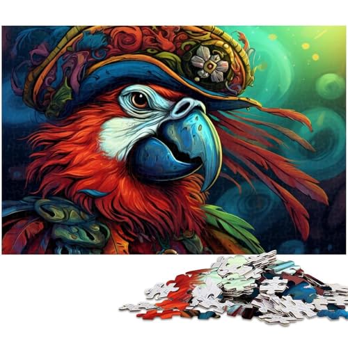 Puzzle für Erwachsene,1000 Teile,farbenfrohes Piratenschiff mit Papagei,Kartonpuzzle für Erwachsene,perfekte Dekoration für Zuhause oder das Büro, 26x38cm von JIANGENNF
