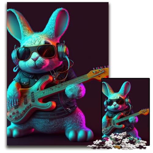 Puzzle für Erwachsene 1000 Kaninchen-Gitarren-Tier-Holzpuzzles Interaktives Familienspiel, Familienaktivitätsspiel 50x75cm/19,68x29,52 Zoll Puzzle für Erwachsene 1000 Kaninchen-Gitarren-Tier-Holzpuzzles Interaktives Familienspiel, Familienaktivitätsspiel 50x75cm/19,68x29,52 Zoll von JIANGENNF