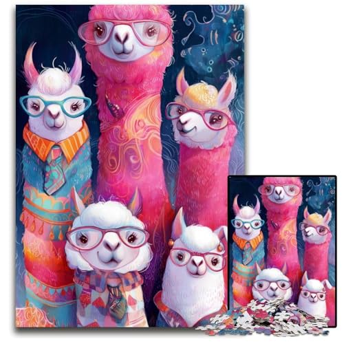 Puzzle für Erwachsene 1000 Puzzles Alpaka-Familienpuzzle Spielzeug Geschenk Pädagogisches intellektuelles Dekomprimierungsspaß Familienspiel 26X38CM von JIANGENNF