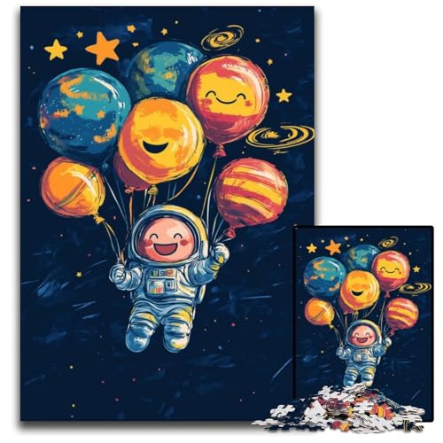 Puzzle für Erwachsene 1000 Puzzles Ballon-Astronaut Puzzle Spielzeug Geschenk Pädagogisches intellektuelles Dekomprimierungsspaß Familienspiel 50X75CM von JIANGENNF