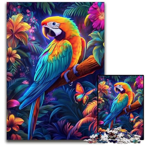 Puzzle für Erwachsene 1000 Puzzles Dschungelpapagei Puzzle Spielzeug Geschenk Pädagogisches intellektuelles Dekomprimierungsspaß Familienspiel 26X38CM von JIANGENNF