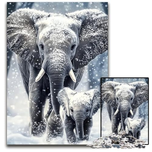 Puzzle für Erwachsene 1000 Puzzles Elefanten im Schnee Holzpuzzle für Erwachsene Teenager Lernspielzeug Familienspiele 50X75CM Puzzle für Erwachsene 1000 Puzzles Elefanten im Schnee Holzpuzzle für Erwachsene Teenager Lernspielzeug Familienspiele 50X75CM von JIANGENNF