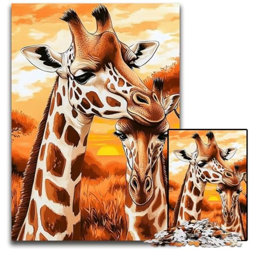 Puzzle für Erwachsene 1000 Puzzles Giraffenpaar Puzzle Spielzeug Geschenk Pädagogisches intellektuelles Dekomprimierungsspaß Familienspiel 26X38CM von JIANGENNF