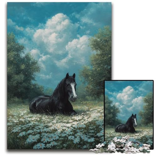 Puzzle für Erwachsene 1000 Puzzles Pferdepuzzle Spielzeug Geschenk Pädagogisches intellektuelles Dekomprimierungsspaß Familienspiel 26X38CM von JIANGENNF