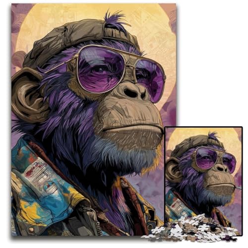Puzzle für Erwachsene 1000 Puzzles Schimpansen-Puzzle Spielzeug Geschenk Pädagogisches intellektuelles Dekomprimierungsspaß Familienspiel 50X75CM von JIANGENNF