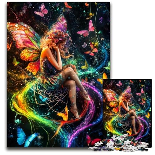 Puzzle für Erwachsene 1000 Puzzles Schmetterlingsmädchen Puzzle Spielzeug Geschenk Pädagogisches intellektuelles Dekomprimierungsspaß Familienspiel 26X38CM von JIANGENNF