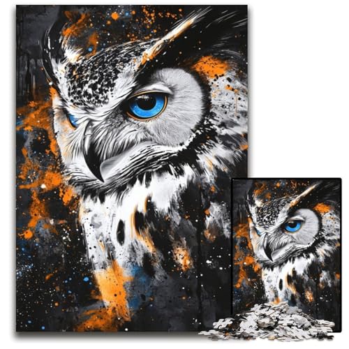 Puzzle für Erwachsene 1000 Puzzles Tier-Eule Puzzle Spielzeug Geschenk Pädagogisches intellektuelles Dekomprimierungsspaß Familienspiel 50X75CM von JIANGENNF