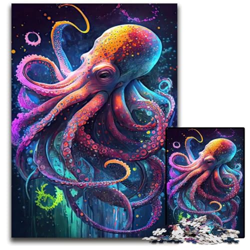 Puzzle für Erwachsene 1000 Teile Der intelligente Oktopus Puzzles für Erwachsene Lernspielzeug für Teenager, Home-Office-Dekor 26x38cm/10,23x14,96 Zoll von JIANGENNF