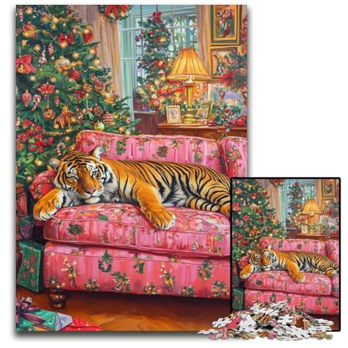 Puzzle für Erwachsene 1000 Tiger auf dem Sofa Holzpuzzles Lustige Spiele, ganze Familie für ab 14 Jahren 50X75CM Puzzle für Erwachsene 1000 Tiger auf dem Sofa Holzpuzzles Lustige Spiele, ganze Familie für ab 14 Jahren 50X75CM von JIANGENNF