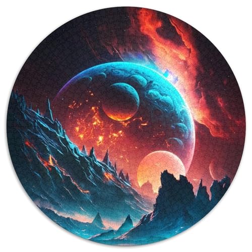 Puzzle für Erwachsene Cosmic Planet Spectacle,1000 Teile,rundes Puzzle für Erwachsene,Entspannung und Herausforderung,farbenfrohe Kunst zur Heimdekoration, Freunde (67,5 x 67,5 cm) von JIANGENNF